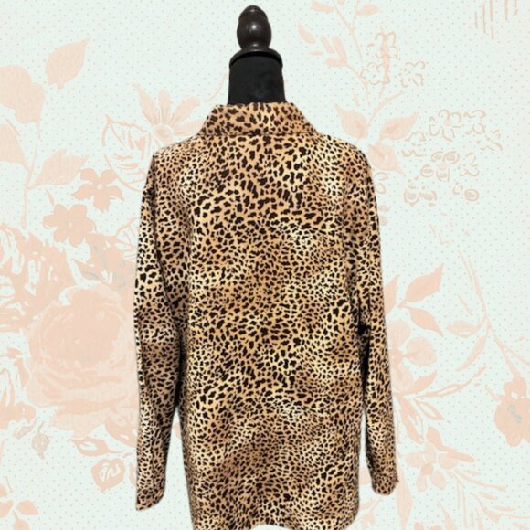 Women's Leopard Print Button Down Blouse 2X - Picture 2 of 11